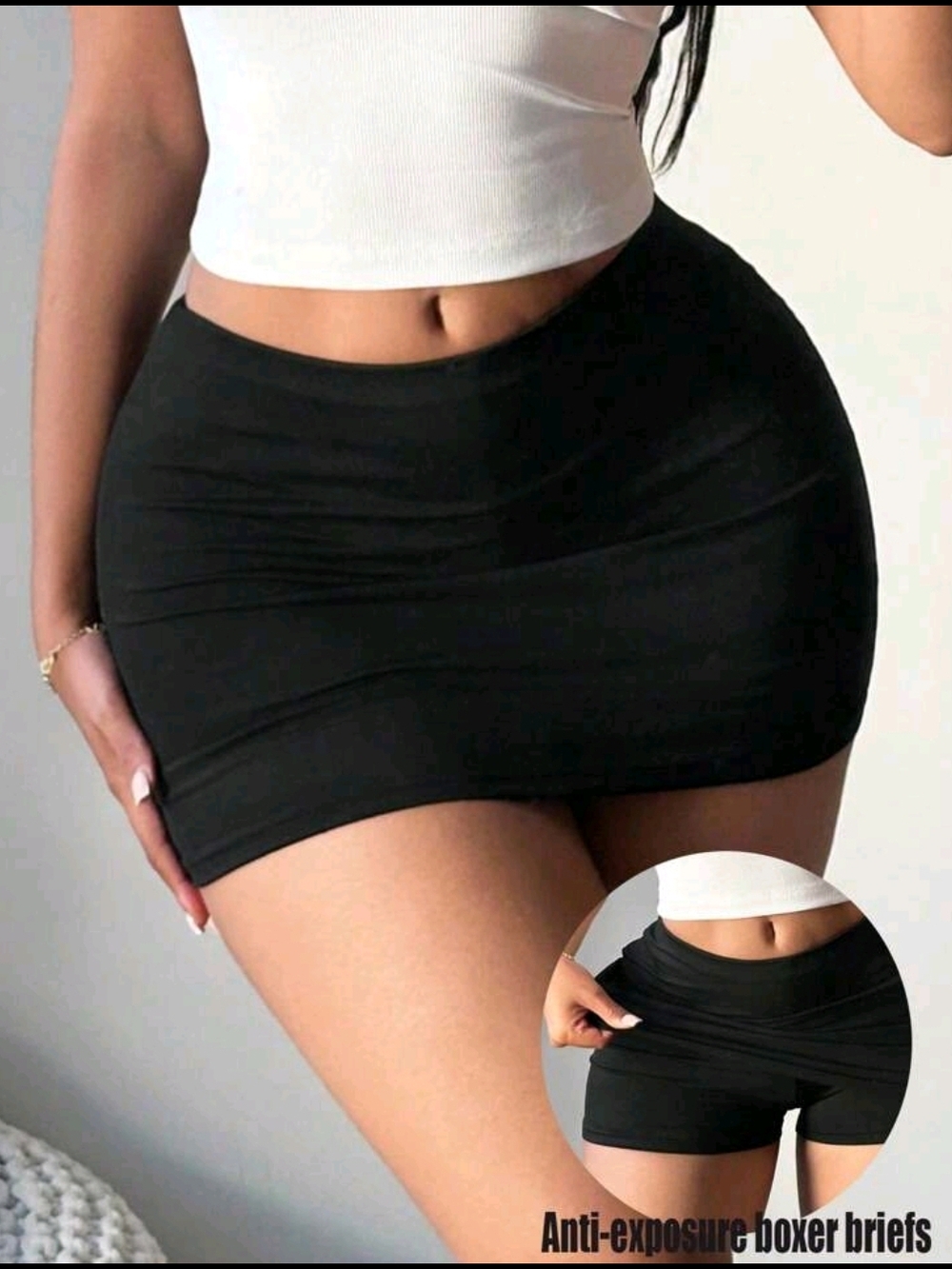 Black Stretch Mini Skirt with Built-In Boxer Briefs
